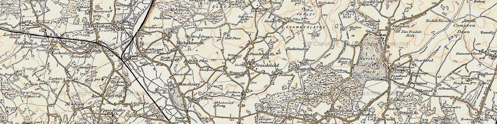 Old map of Braishfield in 1897-1909