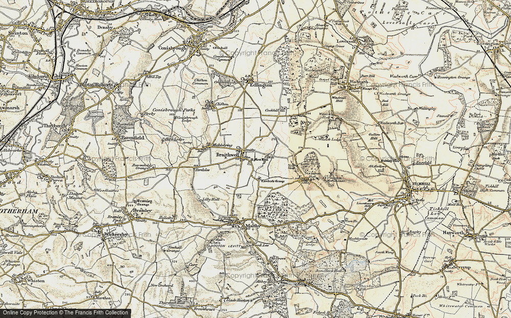 Old Map of Braithwell, 1903 in 1903