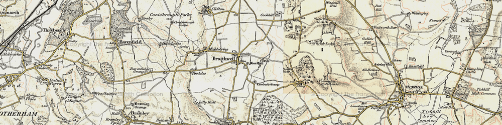 Old map of Braithwell in 1903
