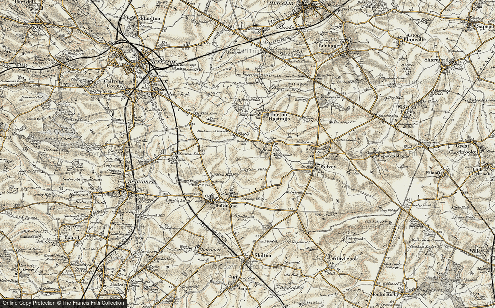 Old Map of Historic Map covering Anker Br in 1901-1902