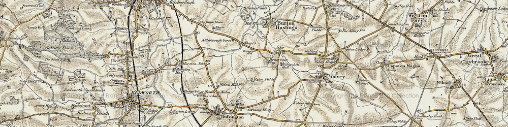 Old map of Bramcote in 1901-1902