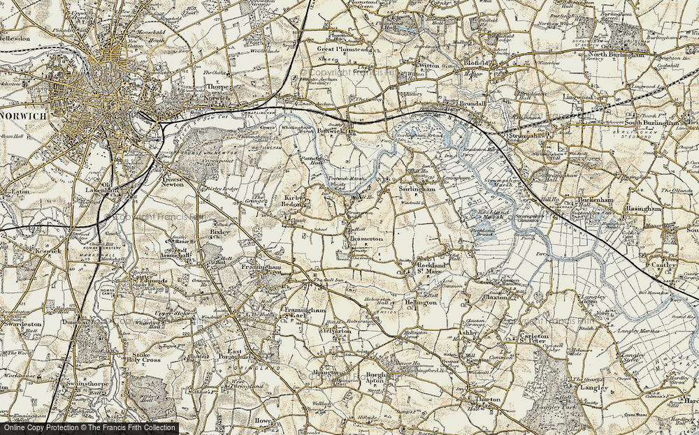 Old Map of Bramerton, 1901-1902 in 1901-1902