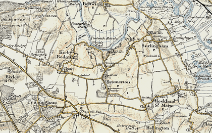 Old map of Bramerton in 1901-1902