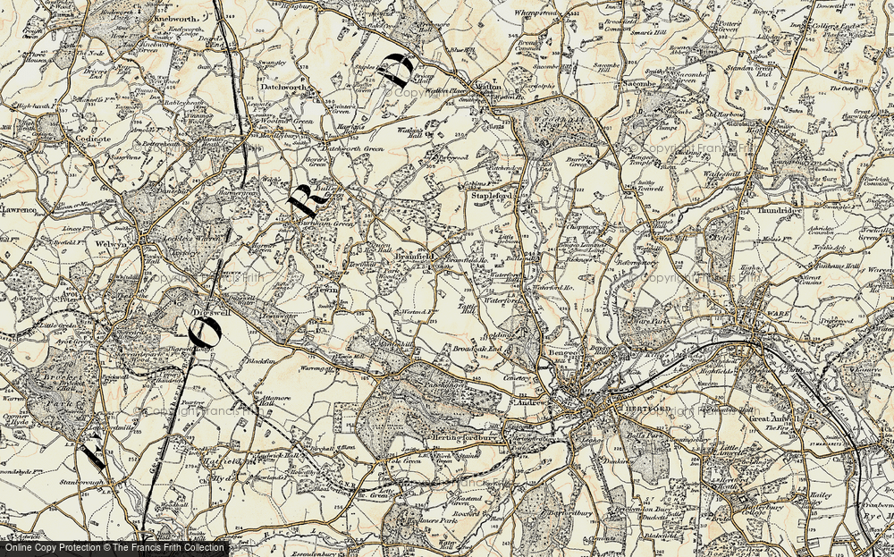 Old Map of Historic Map covering Bramfieldbury in 1898-1899