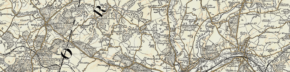 Old map of Bramfield in 1898-1899