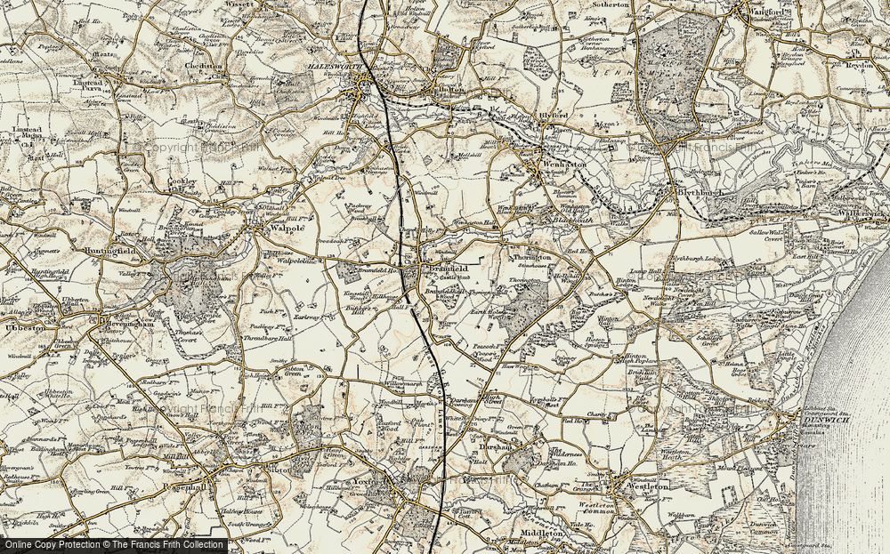 Old Map of Historic Map covering Bramfieldhall Wood in 1901