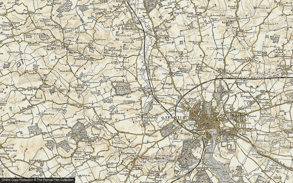 Old Map of Bramford, 1898-1901 in 1898-1901