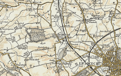 Old map of Bramford in 1898-1901