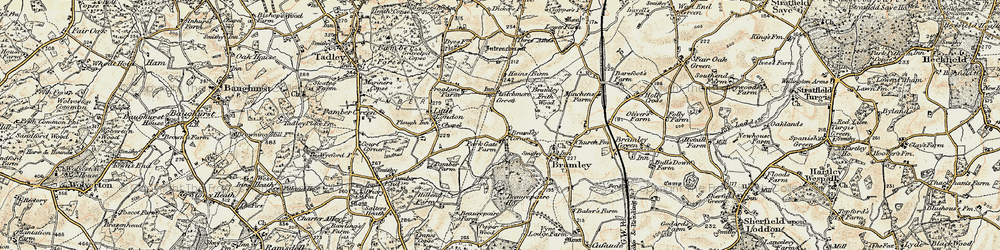 Old map of Bramley Corner in 1897-1900