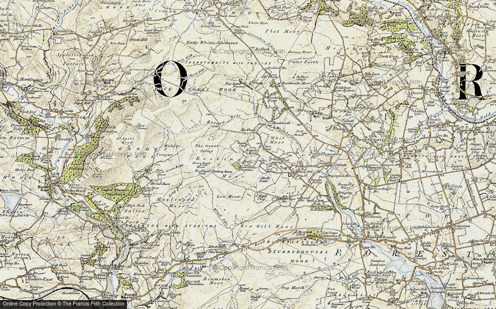Old Map of Historic Map covering Aked's Dam in 1903-1904