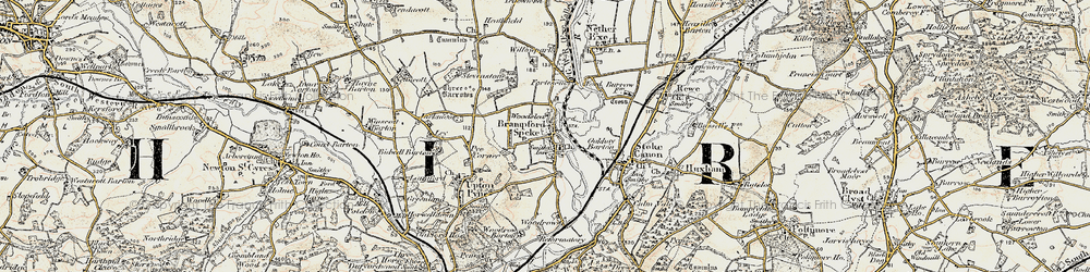 Old map of Brampford Speke in 1898-1900