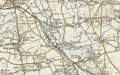 Old map of Bure Valley Railway and Walk in 1901-1902