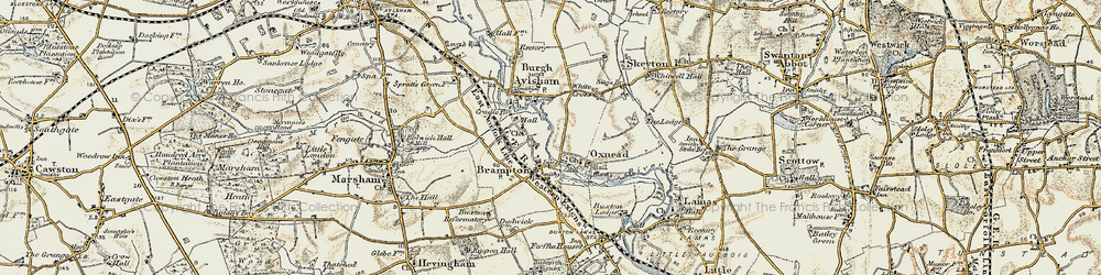 Old map of Bure Valley Railway and Walk in 1901-1902