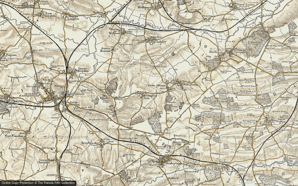 Old Map of Brampton Ash, 1901-1902 in 1901-1902