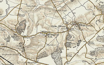 Old map of Brampton Ash in 1901-1902