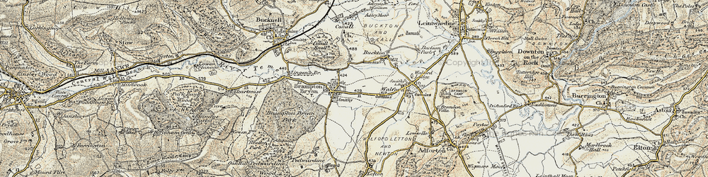 Old map of Brampton Bryan in 1901-1903