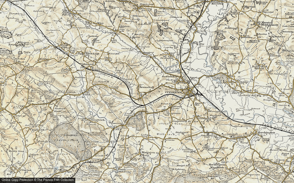Old Map of Bramshall, 1902 in 1902