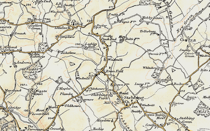 Old map of Bran End in 1898-1899