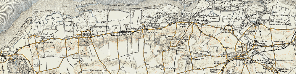 Old map of Brancaster in 1901-1902