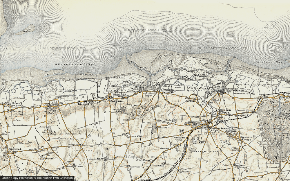 Old Map of Historic Map covering Brancaster Marsh in 1901-1902