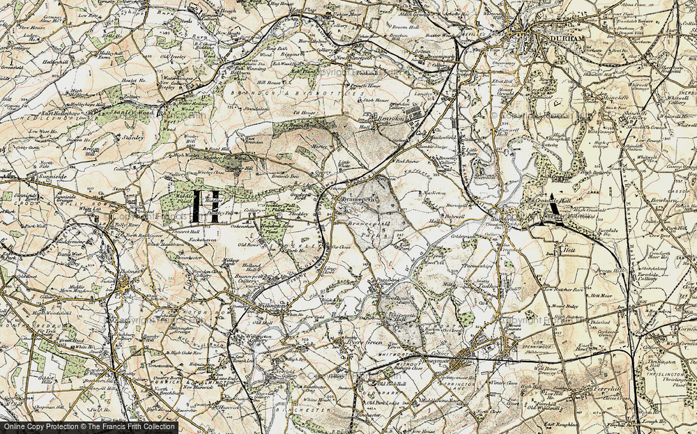 Old Map of Historic Map covering Brancepeth Park in 1901-1904
