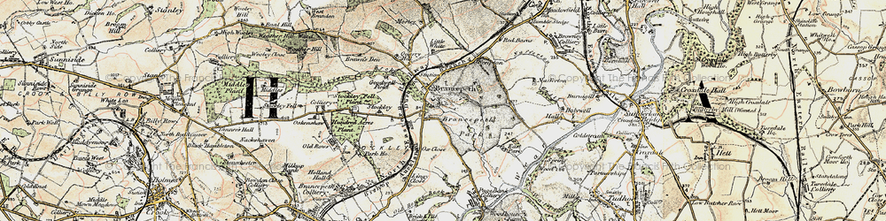Old map of Brancepeth in 1901-1904