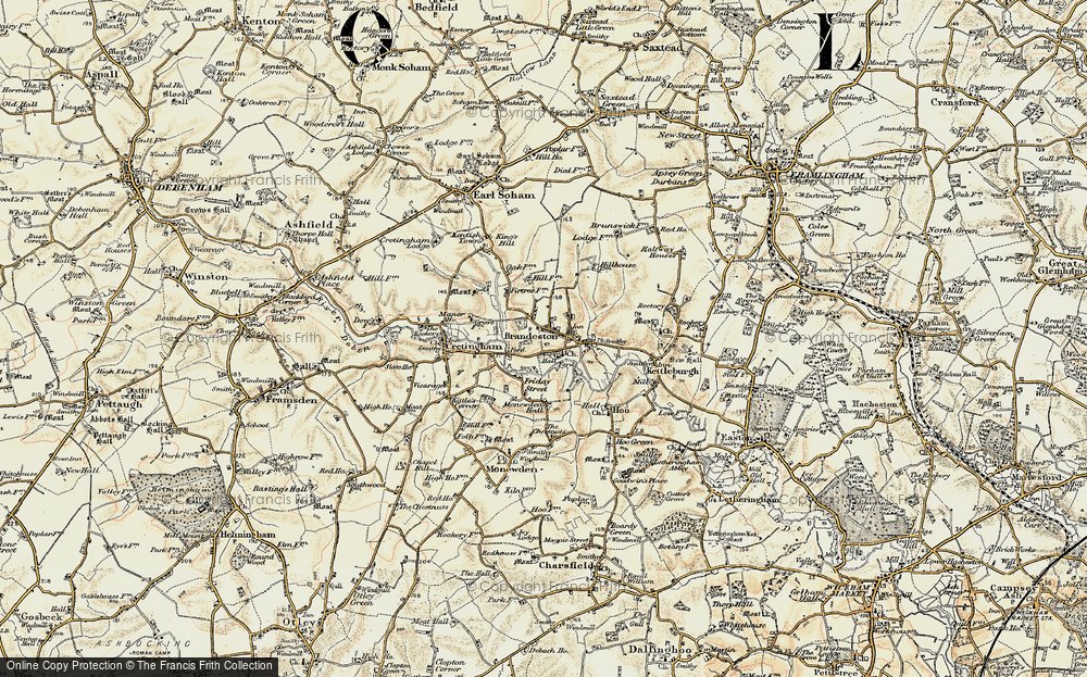 Old Map of Brandeston, 1898-1901 in 1898-1901