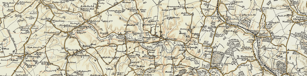 Old map of Brandeston in 1898-1901