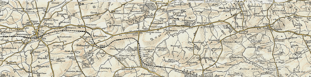 Old map of Lashbrook Moor Plantation in 1900