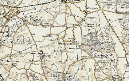 Old map of Brandiston in 1901-1902