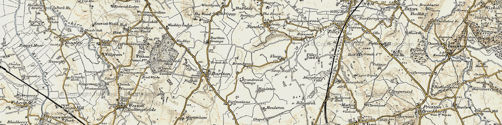 Old map of Brandwood Ho in 1902