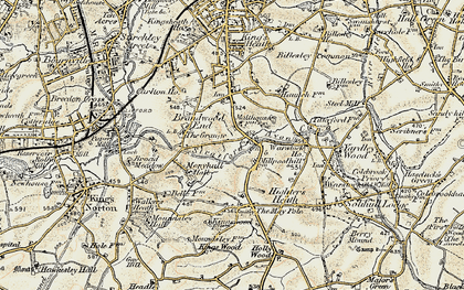 Old map of Brandwood End in 1901-1902