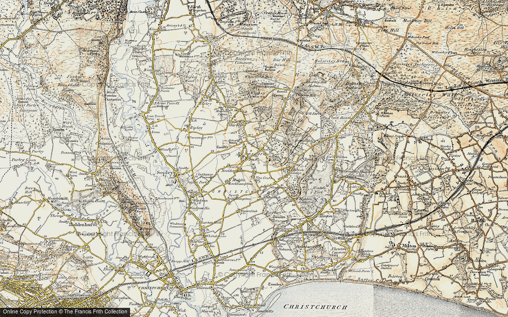 Old Map of Historic Map covering Bransgore Ho in 1897-1909
