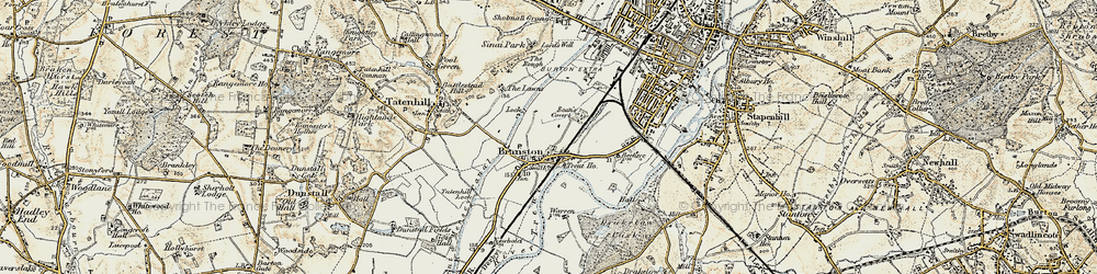 Old map of Branston in 1902