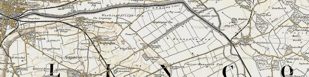 Old map of Branston Booths in 1902-1903