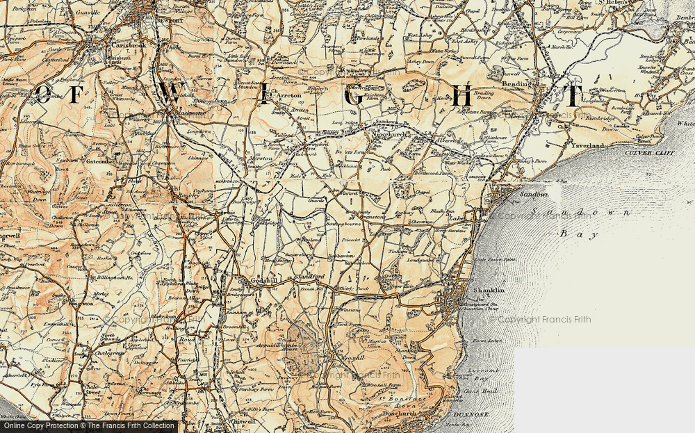 Old Map of Historic Map covering Bathingbourne in 1899