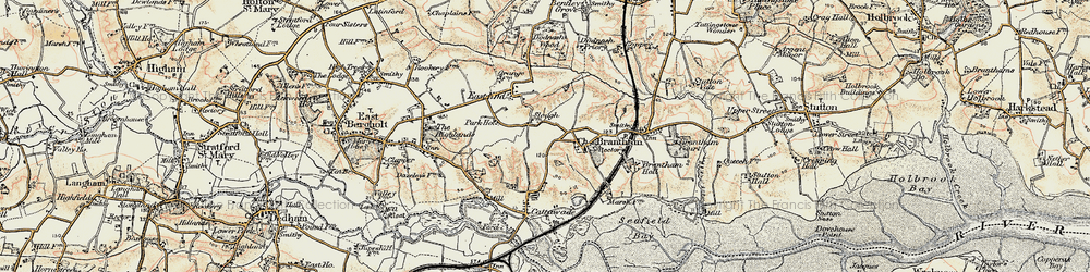 Old map of Brantham Glebe in 1898-1901