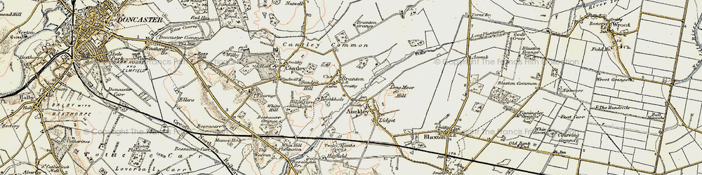 Old map of Branton in 1903