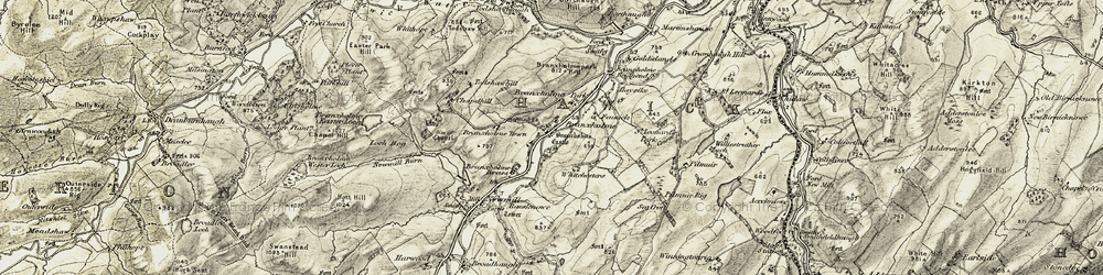 Old map of Branxholme Castle in 1901-1904