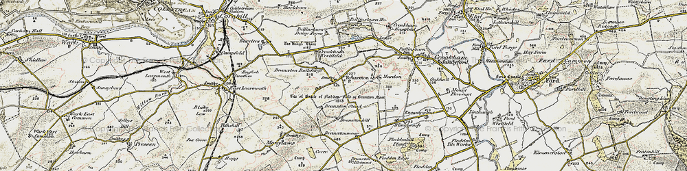 Old map of Branxton Moor in 1901-1903