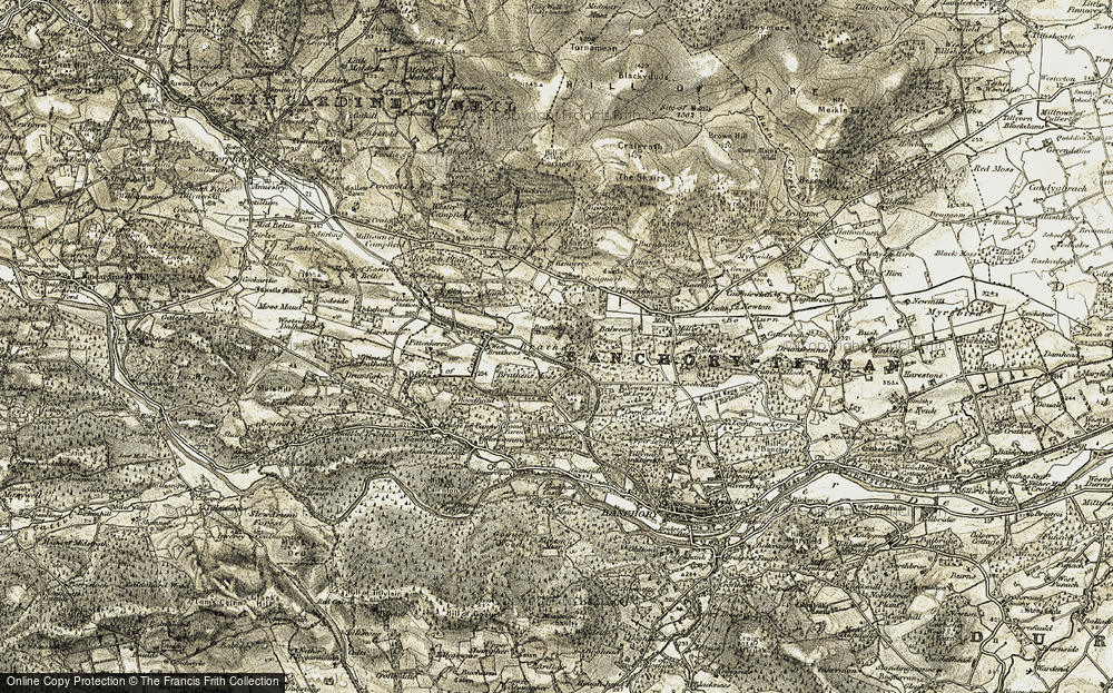 Old Map of Historic Map covering Brathens, The in 1908-1909