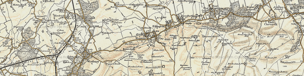 Old map of Westbury White Horse in 1898-1899