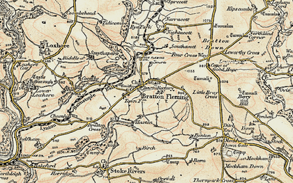 Old map of Bratton Fleming in 1900