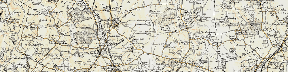 Old map of Braughing Friars in 1898-1899