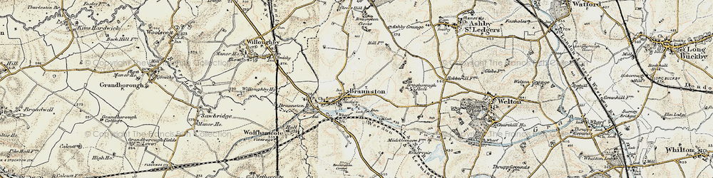Old map of Braunston Tunnel in 1901