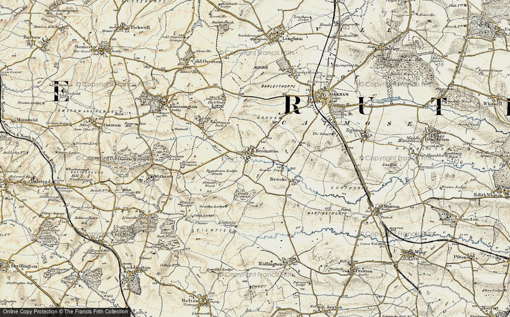 Old Map of Historic Map covering Brooke Priory in 1901-1903