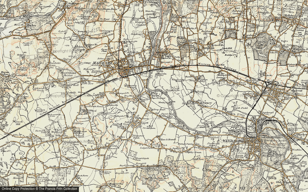 Old Map of Historic Map covering Amerden Ponds in 1897-1909