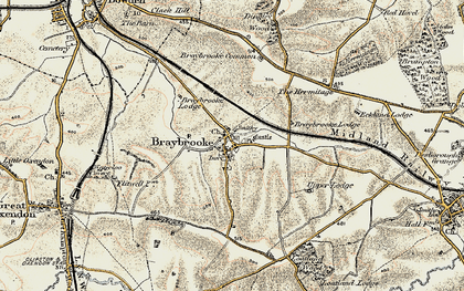 Old map of Braybrooke in 1901-1902