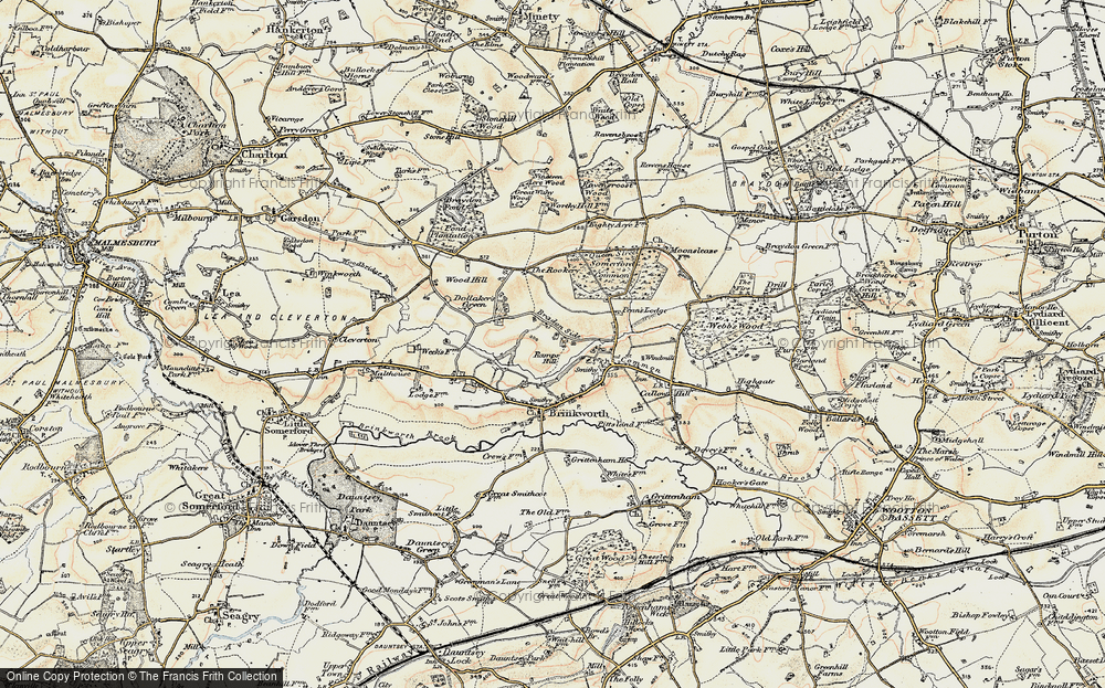 Old Map of Historic Map covering Braydon Pond in 1898-1899