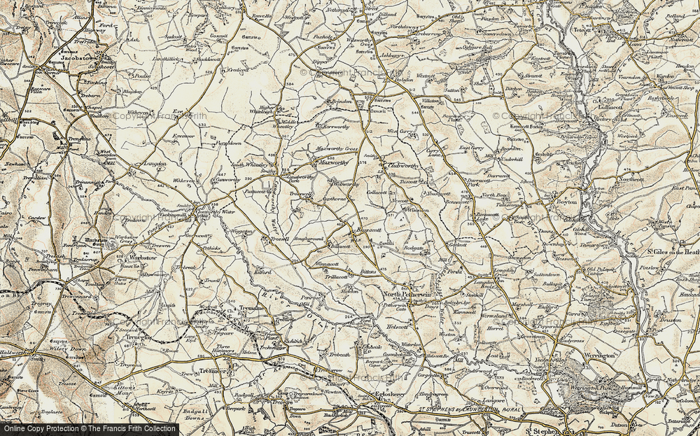 Old Map of Brazacott, 1900 in 1900